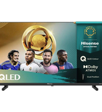 Hisense 32A5Q 32-inch Full HD HDR QLED Smart TV with slim black bezel and screen displaying vibrant colors.