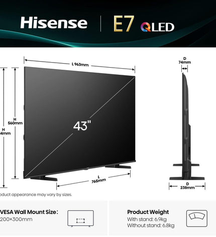 Hisense 43-inch 4K Ultra HD HDR QLED Smart TV displaying vibrant colors and a sleek black frame.