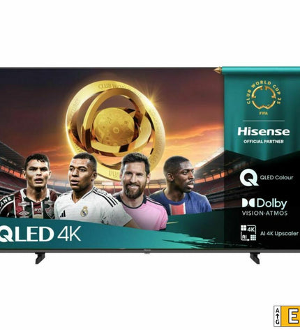 Hisense 43-inch 4K Ultra HD QLED Smart TV displaying vibrant HDR picture in a modern living room setting.