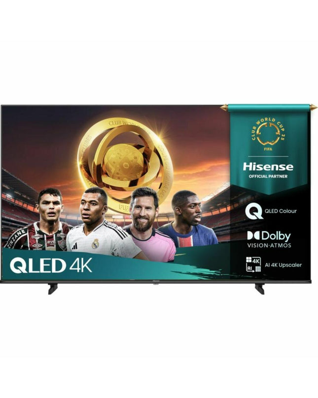 Hisense 50E77Q 50-inch 4K Ultra HD HDR QLED smart TV displaying vibrant images in a modern living room setting