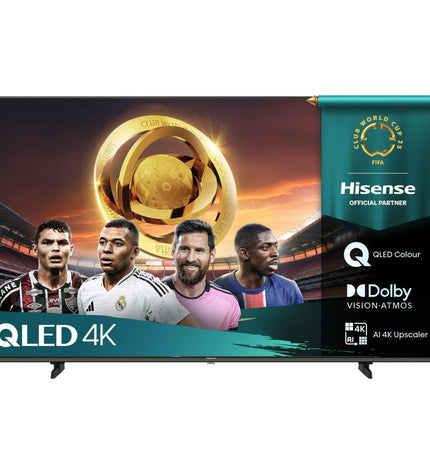 Hisense 65E77Q 65-inch 4K Ultra HD QLED Smart TV displaying vibrant images with HDR technology and slim modern design.
