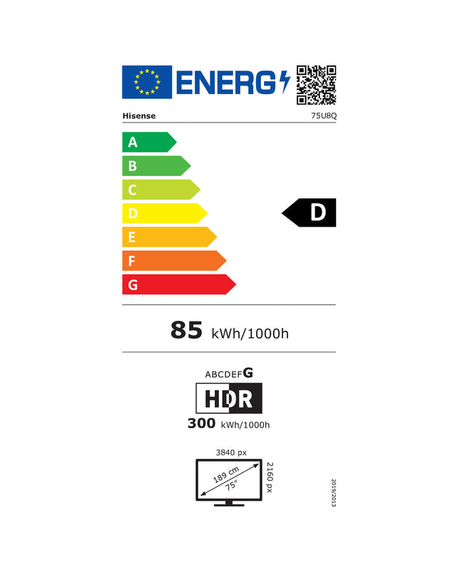 Hisense 75U8Q 75-inch 4K Ultra HD LED HDR smart TV with slim black bezel and vibrant screen display.