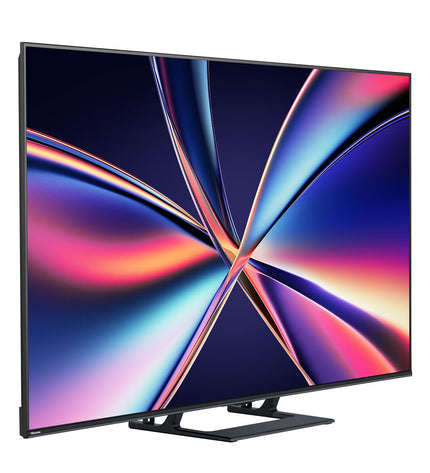 Hisense 55E8Q 55-inch 4K Ultra HD LED Smart TV displaying vibrant HDR images in a modern living room setting.