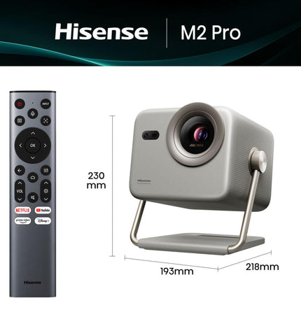 Hisense M2 PRO projector displaying a vivid image on a wall, ideal for home cinema and entertainment in a modern living room.