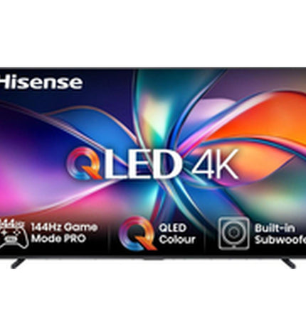 Hisense 98E7Q 98-inch 4K Ultra HD LED HDR QLED Smart TV displaying vibrant colorful images on screen