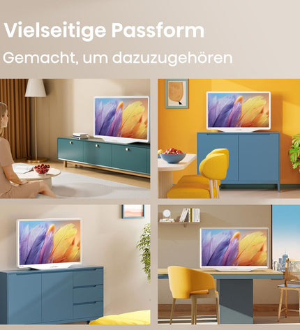Hisense 32-inch Full HD Smart TV with HDR and QLED display showing a vibrant home screen and sleek black design.