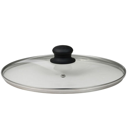 San Ignacio zwarte aluminium casserolepan met deksel en transparante kristallen deksel voor huis en koken.