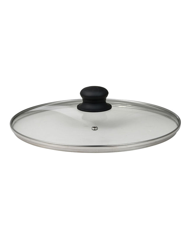 San Ignacio zwarte aluminium casserolepan met deksel en transparante kristallen deksel voor huis en koken.