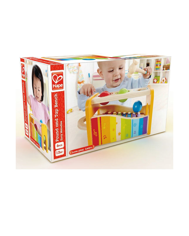 BigBuy Kids Xylofoon Pound and Tap Bench toy with colorful rubber, wood, MDF, and iron parts, 24x15x13.5 cm, for children's musical play