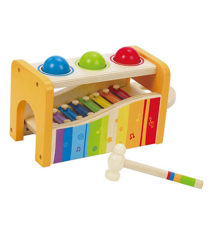 BigBuy Kids Xylofoon Pound and Tap Bench toy with wooden, rubber, and MDF parts, ideal for children's musical play, 24x15x13.5 cm.