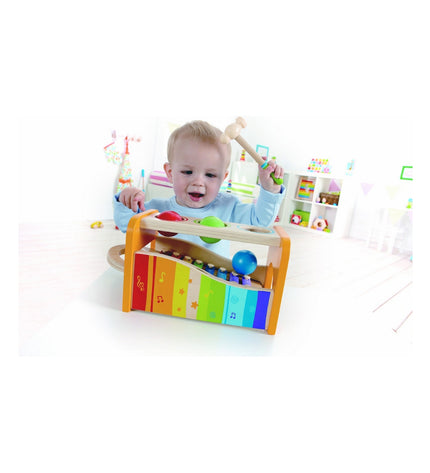 BigBuy Kids Xylofoon Pound and Tap Bench with wooden and rubber parts, colorful toy musical instrument for children, 24x15x13.5 cm