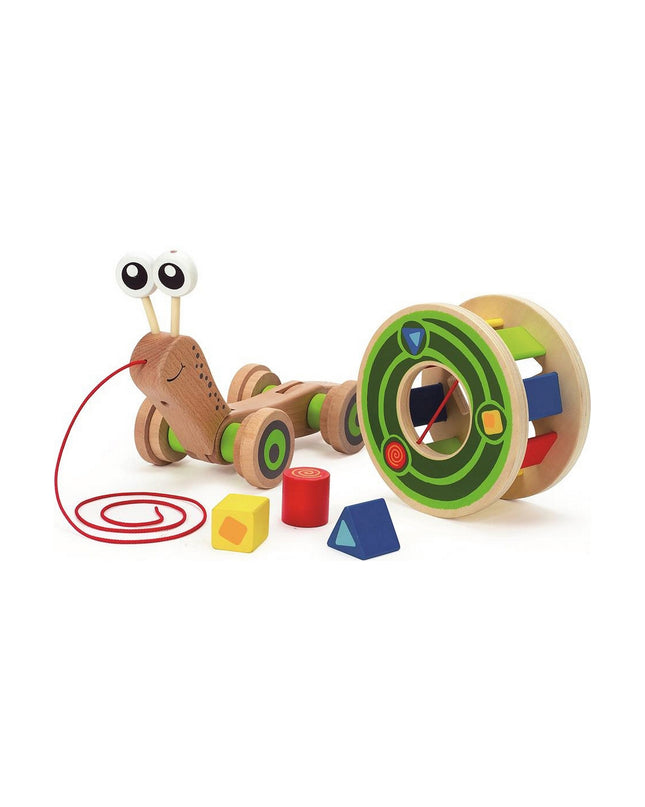 Hape Sleepspeelgoed Snail nestable baby toy in pastel colors, measuring 30 x 18.6 x 11 cm, designed for young children.