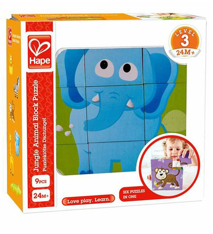 Hape Jungle puzzle toy featuring colorful jungle animals and pieces, designed for children’s educational entertainment.