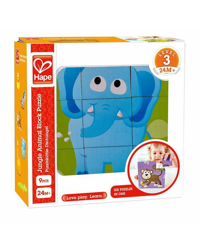 Hape Jungle puzzle toy featuring colorful jungle animals and pieces, designed for children’s educational entertainment.