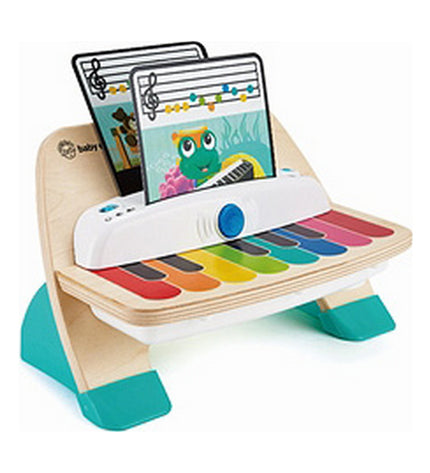 Baby Einstein Magic Touch interactive baby piano with colorful buttons, compact 30x14x17 cm tactile musical toy for children.
