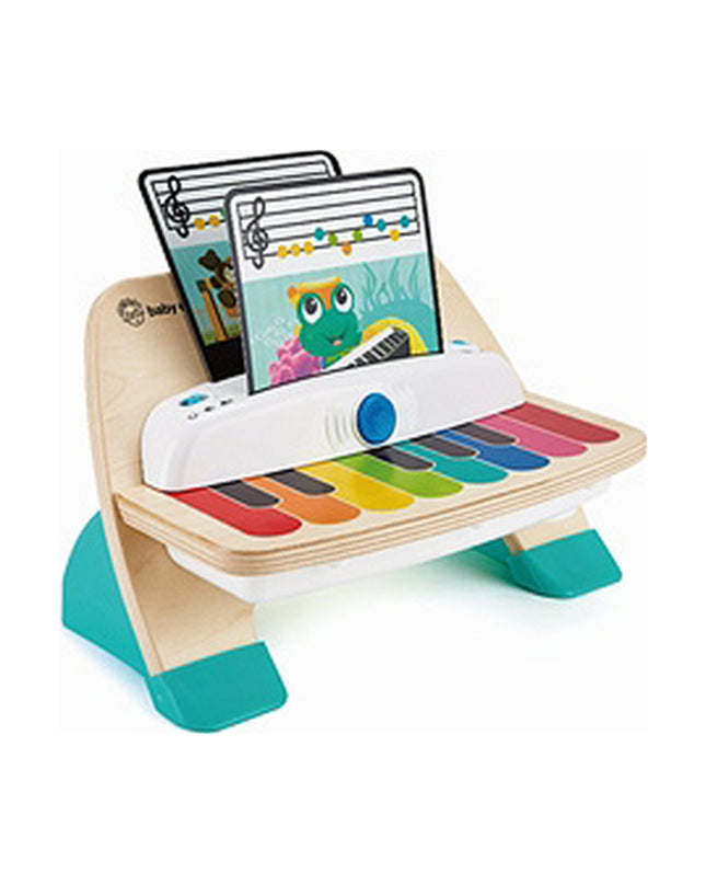 Baby Einstein Magic Touch interactive baby piano with colorful buttons, compact 30x14x17 cm tactile musical toy for children.