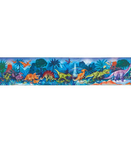 Hape dinosaur puzzle with 200 pieces, 150x30 cm, featuring colorful dinosaur images for children’s educational play.