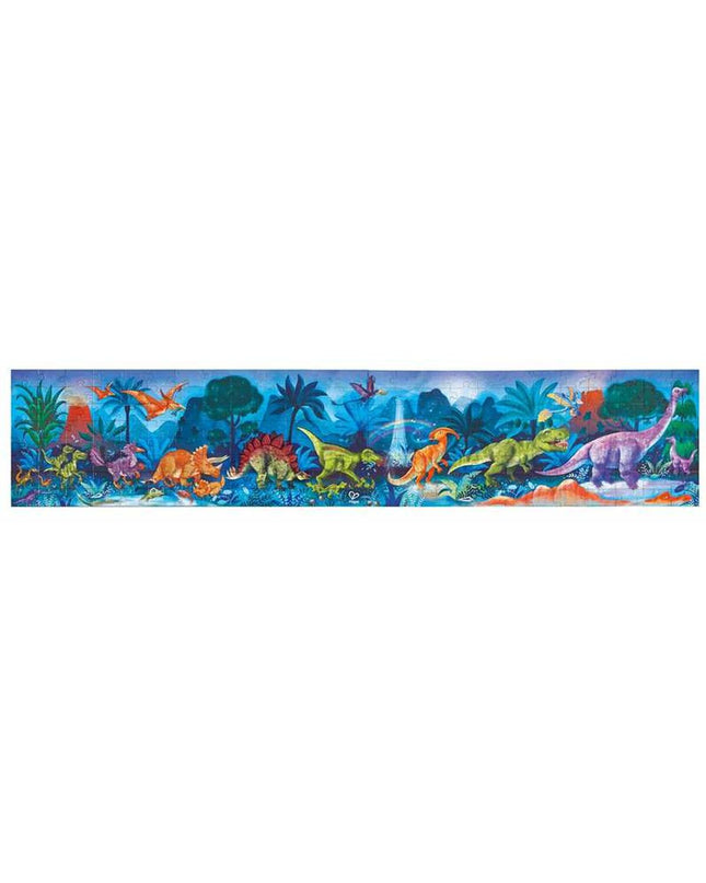 Hape dinosaur puzzle with 200 pieces, 150x30 cm, featuring colorful dinosaur images for children’s educational play.