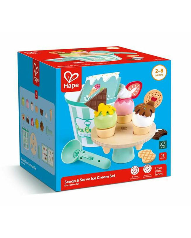 Hape board game with colorful pieces and game board, suitable for family fun and strategic play, in a compact design.