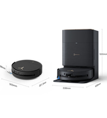 ECOVACS X9 PRO OMNI robot stofzuiger cleaning floor and window with sleek design for home cleaning.