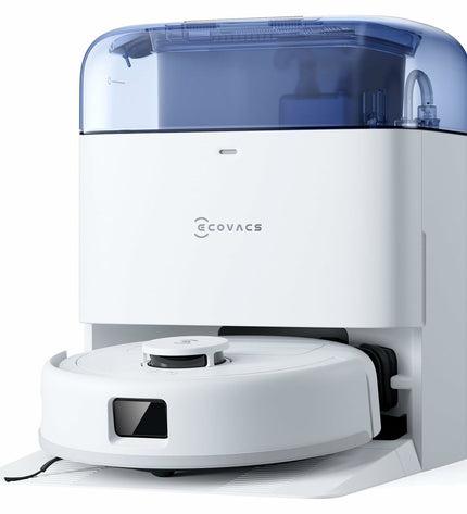 ECOVACS DEEBOT MINI robot stofzuiger in wit with 3200mAh battery and 1.8L dustbin, designed for home cleaning and floor maintenance.