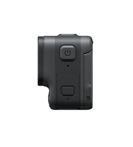 Insta360 sport camera with compact design, black body, lens, and buttons for capturing 360-degree photos and videos.