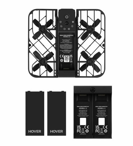 Hoverair Hoverair X1 black drone with camera, featuring sleek design and electronic components for photography and videography.