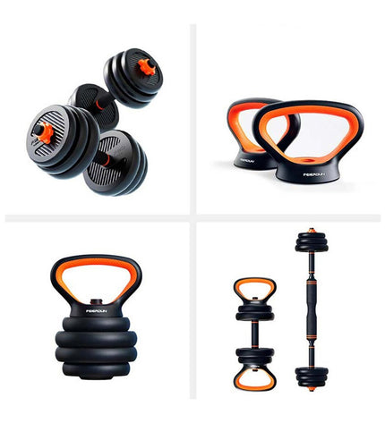 Xiaomi 10 kg kettlebell and dumbbell set for fitness and outdoor exercise, featuring black metal weights for strength training.