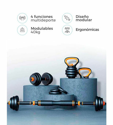 Xiaomi 40 kg kettlebell and dumbbell set for fitness and outdoor workouts, featuring black weight equipment with handles.