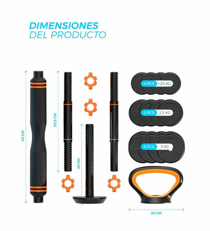 Xiaomi 40kg kettlebell and dumbbell set for fitness and outdoor exercise with black and silver weights.