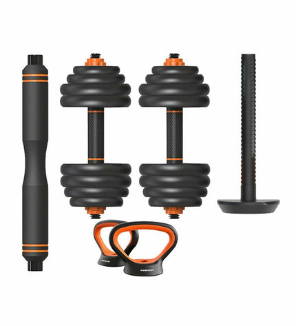 Xiaomi 40 kg kettlebell and dumbbell set for fitness and outdoor exercise, featuring black weight equipment and ergonomic handles.
