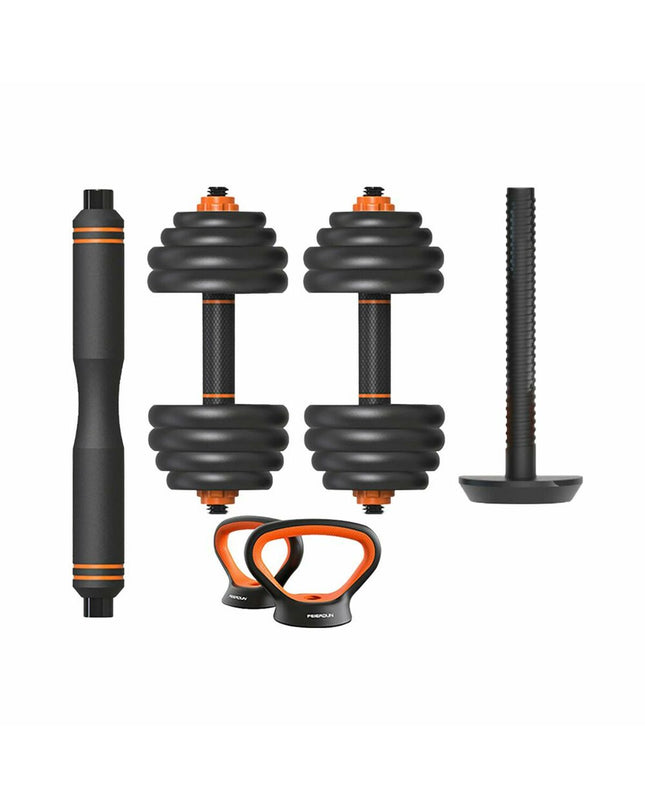 Xiaomi 40 kg kettlebell and dumbbell set for fitness and outdoor exercise, featuring black weight equipment and ergonomic handles.