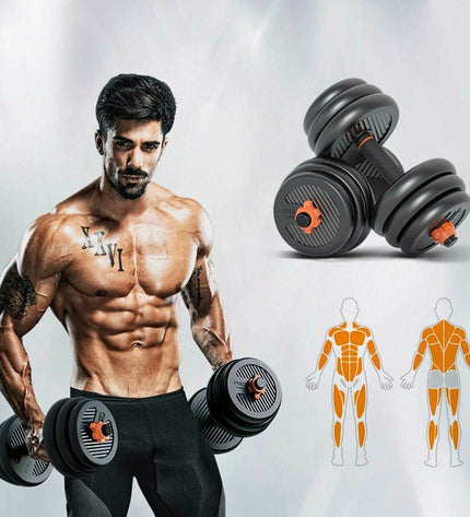 Xiaomi 40 kg kettlebell and dumbbell set for fitness and outdoor training, featuring black handles and weight plates.