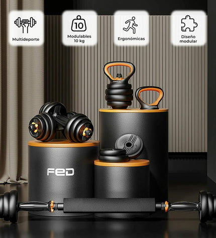 Pair of Xiaomi FED 10 kg dumbbells for fitness and outdoor workouts, featuring black handles and adjustable weight plates.