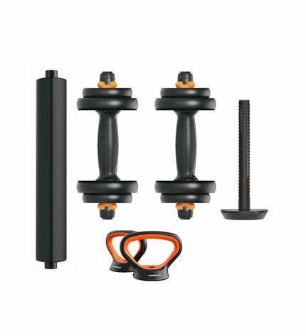 Xiaomi FED 10 kg dumbbells for fitness and outdoor workouts, showing black and silver handles with weight plates.