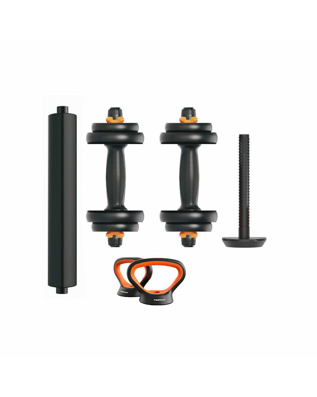 Xiaomi FED 10 kg dumbbells for fitness and outdoor workouts, showing black and silver handles with weight plates.
