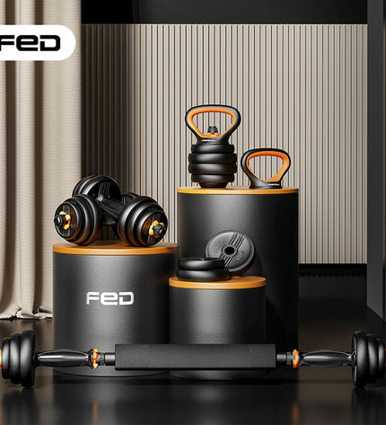 Xiaomi FED 10 kg dumbbells for fitness and outdoor exercise, with black handles and compact design.