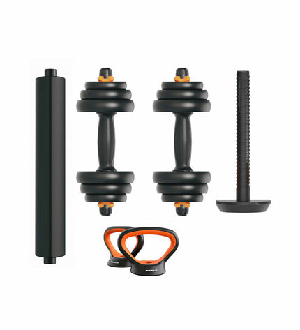 Xiaomi 20 kg black dumbbells for fitness and strength training, shown with their textured grip and compact design.