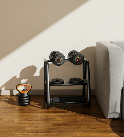 Black Xiaomi 20 kg dumbbells for fitness and outdoor exercise, shown in a gym setting with a clean, modern design.