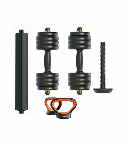 Xiaomi FED V2 40kg dumbbells for fitness and outdoor workouts, showing black and silver weight plates and handles.