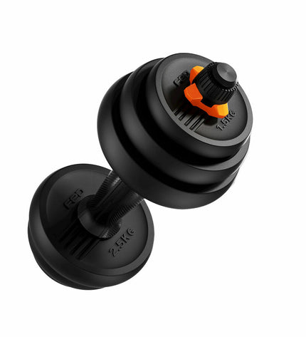 Xiaomi FED V2 40kg dumbbells for fitness and outdoor workouts, showing a pair of black gym weights with metal handles.