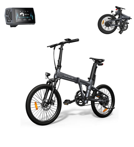 Xiaomi ADO Air 20S electric bike in gray with 20-inch wheels and 10000mAh battery, suitable for sport and outdoor cycling.
