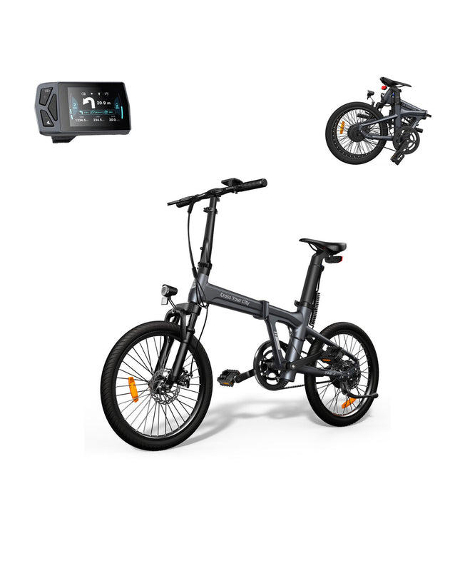 Xiaomi ADO Air 20S electric bike in gray with 20-inch wheels and 10000mAh battery, suitable for sport and outdoor cycling.