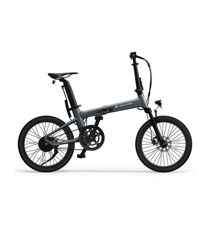 Xiaomi ADO Air 20S electric bike in gray with 20-inch wheels, 10000mAh battery, suitable for sport and outdoor cycling.