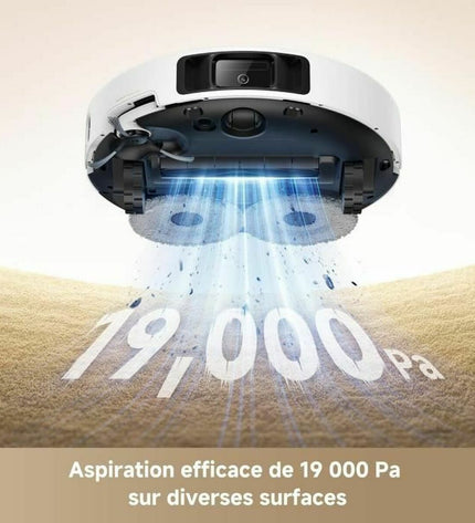 MOVA P50 Ultra robot stofzuiger in actie, schoonmaakt vloeren in huis met sleek design and modern controls
