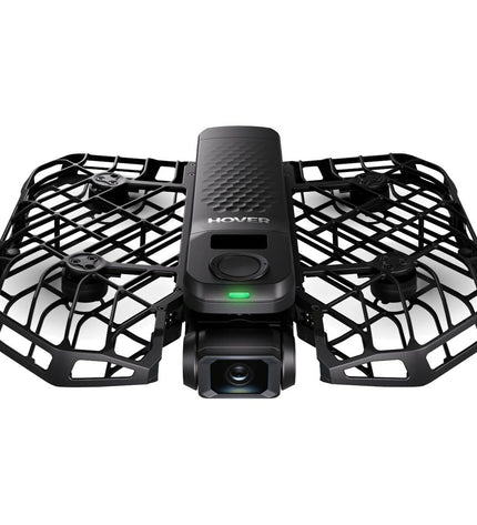 Black Hoverair Drone Hoverair SP06H002 with camera showing compact design and propellers for aerial photography.