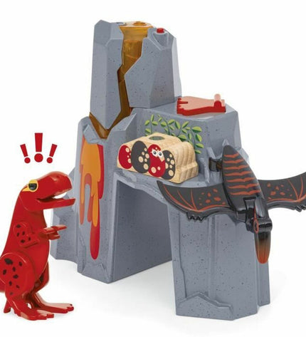 Brio Dinosaur Erupting Volcano action figure set with dinosaur and erupting volcano scene, suitable for kids' play and imaginative fun.