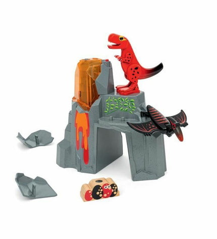 Brio Dinosaur Erupting Volcano action figure toy with erupting volcano and dinosaur scene for imaginative play.