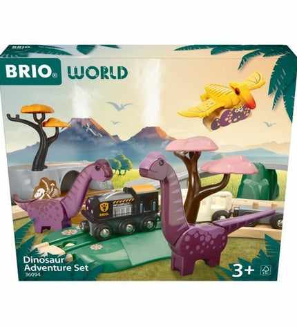 Brio Aventure Dinosaure train rails toy set, colorful wooden railway track with dinosaur-themed train for children’s play.