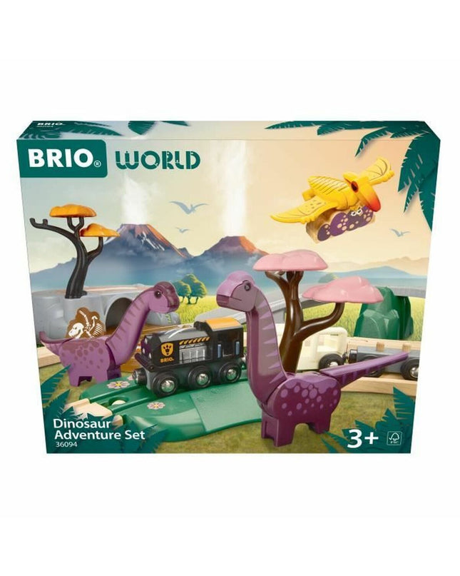 Brio Aventure Dinosaure train rails toy set, colorful wooden railway track with dinosaur-themed train for children’s play.
